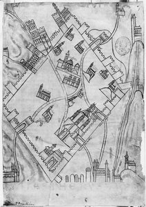 Ms 466 fol.1 Mapa da cidade de Jerusalém, antes de 1167